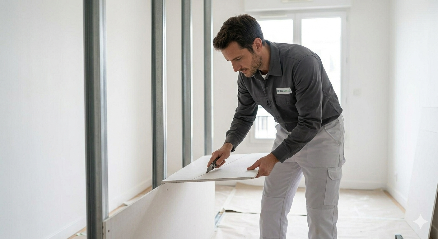 Pose de plaques de plâtre